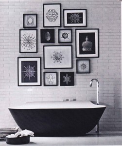 Elle decoration, black and white interiors, monochrome, bathroom