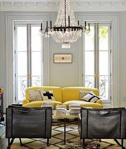 Jenna Lyons, sitting roome, JCrew, yellow