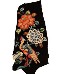 Japanese blanket, flowers, embroidered bird