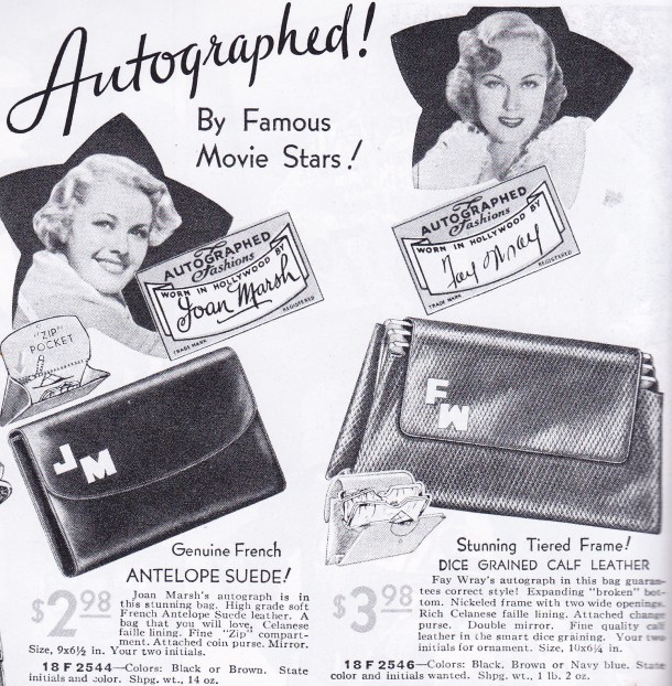 monogrammovie 1930s Sears, Autographed bags