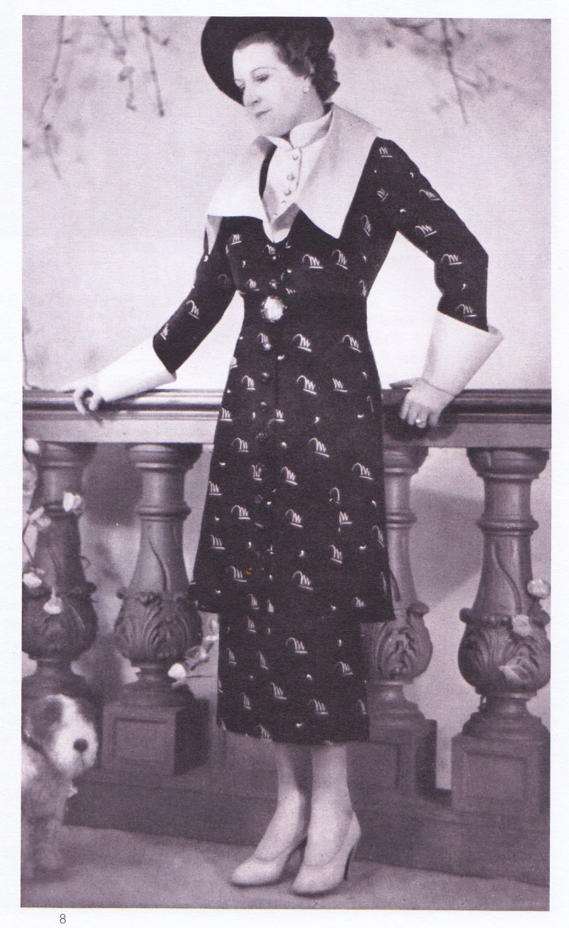 Mussolini Dress, M initialed silk