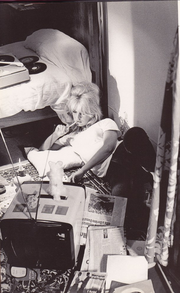 Brigitte Bardot, reading, listening to records