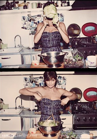 Helena Christensen, lettuce, kitchen, vintage home
