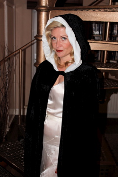 Lynn Bracken, Veronica Lake, Black Cape with white edging, Carolyn Everitt