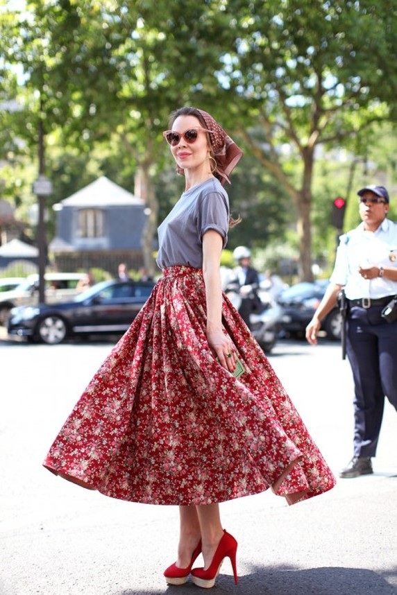 Us1 Ulyana Sergeenko, Full ditsy print skirt