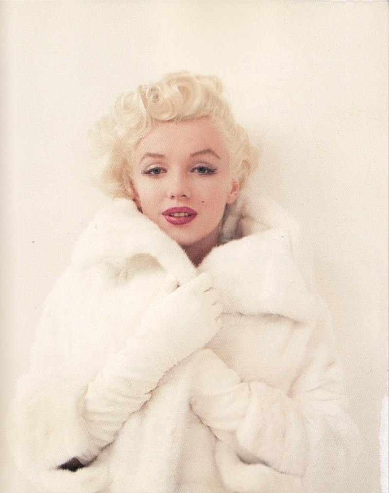 Marilyn Monroe, White fur coat, Milton Greene, eyelashes, makeup
