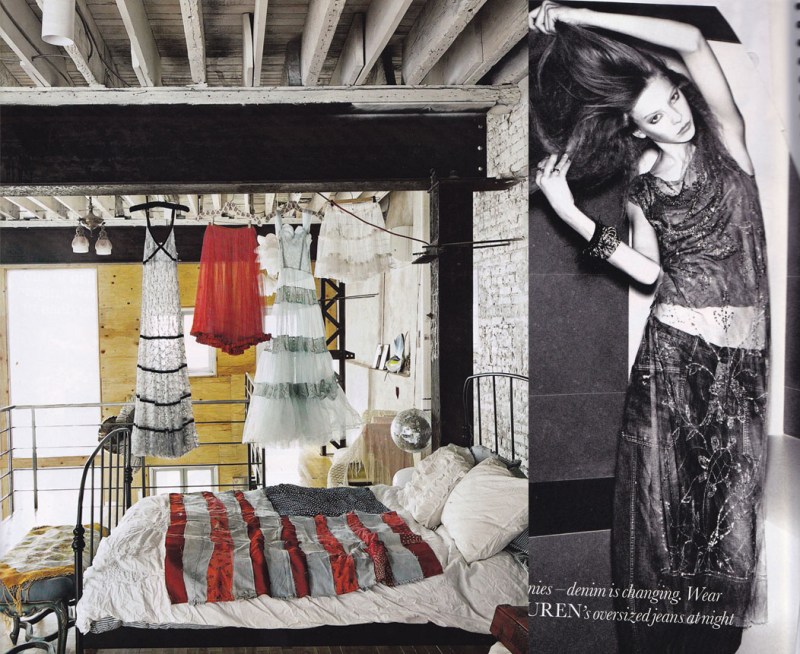Loft apartment, silver disco ball, industrial chic, ralph lauren, jeans