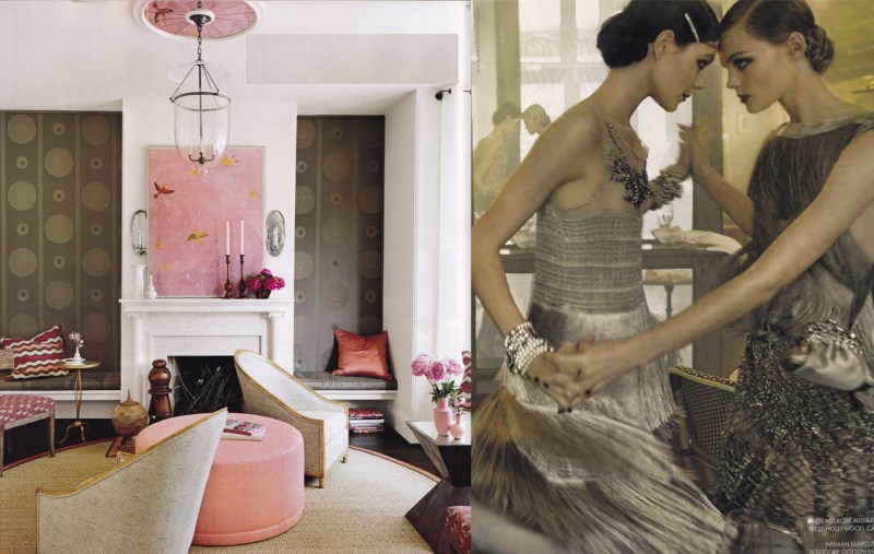 Alberta Ferretti and pink and brown art deco interior