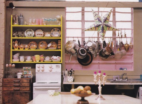 kitsch kitchen, gary hume, industrial living, pink