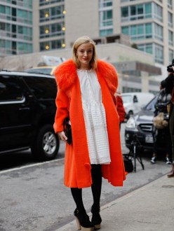 Kate Foley, White Dress, Red Fur Coat, Opening Ceremony