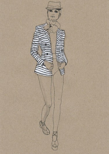 fashion illustration, Daphne van den heuvel, stripes