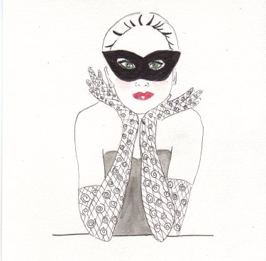 Valentine's Day Mask, fashion Illustration, Carolyn Everitt