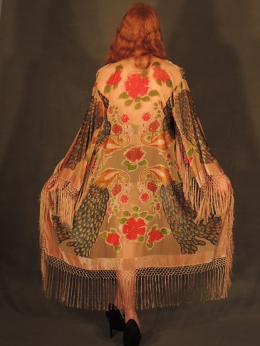 Devore fringed kimono, Etsy