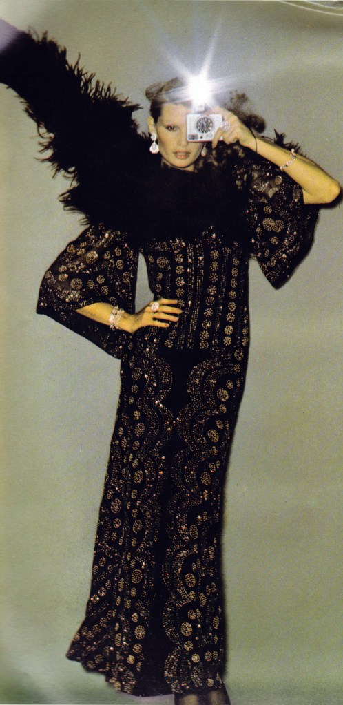 October 1974 Vogue, sequinned peasant dresses